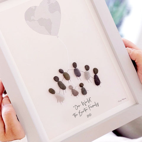 Family Our World Personalised Pebble Picture Gift