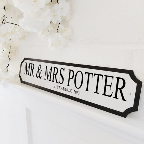 "Mr & Mrs" Personalised Street Sign Gift