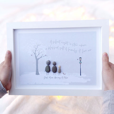 Family Festive Personalised Pebble Picture Gift