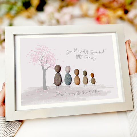 Family Blossom Tree Personalised Pebble Picture Gift