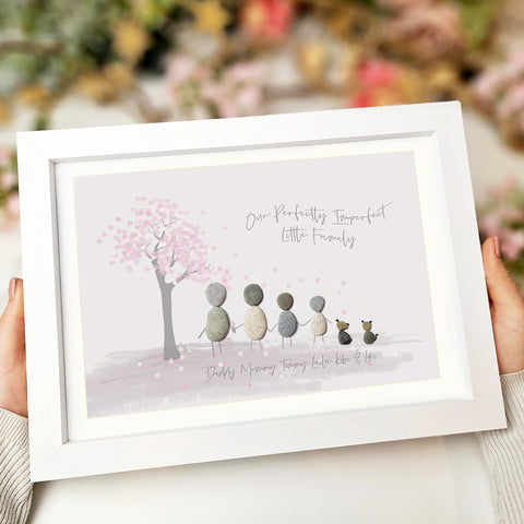 Family Blossom Tree Personalised Pebble Picture Gift