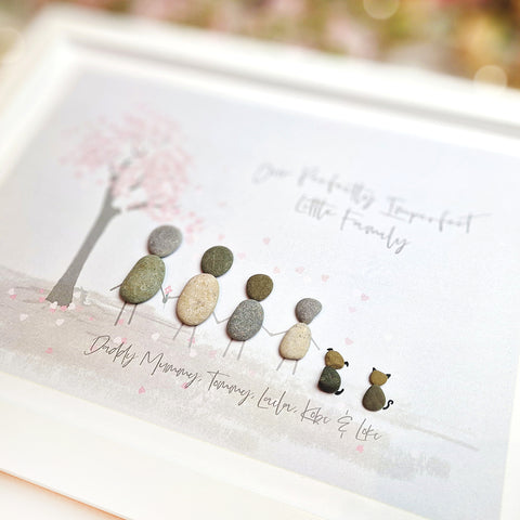 Family Blossom Tree Personalised Pebble Picture Gift