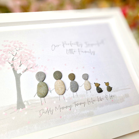 Family Blossom Tree Personalised Pebble Picture Gift