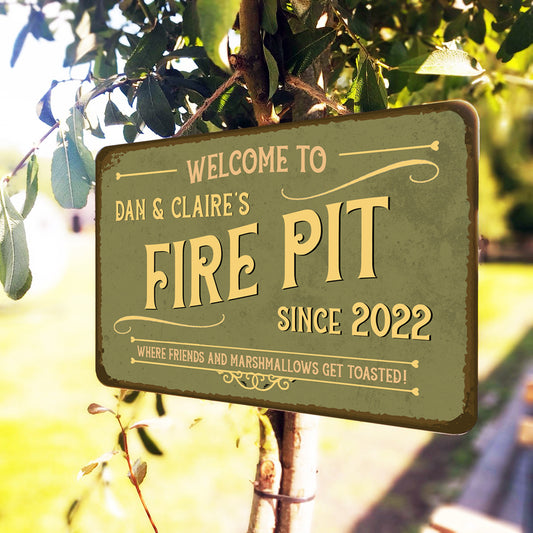 Personalised 'Fire Pit' Garden Sign Gift