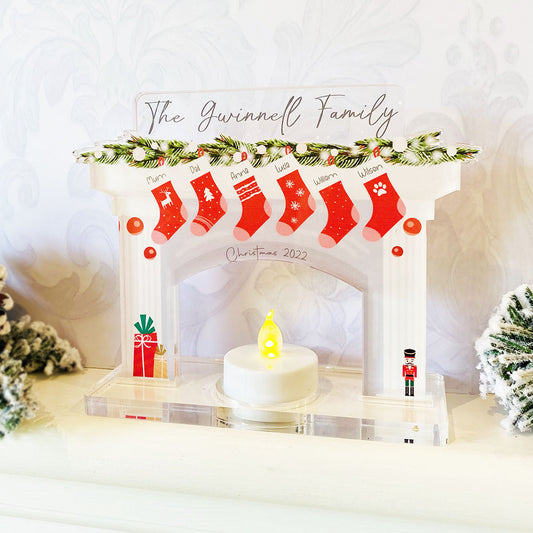 Personalised 'Family' Christmas Fireplace Candle Decoration