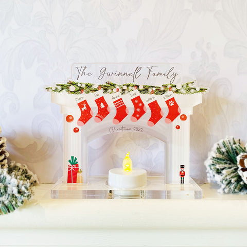 Personalised 'Family' Christmas Fireplace Candle Decoration