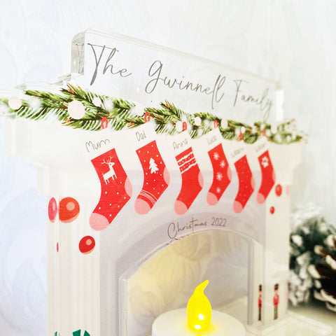 Personalised 'Family' Christmas Fireplace Candle Decoration