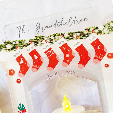 Personalised 'Grandparent' Christmas Fireplace Candle Decoration