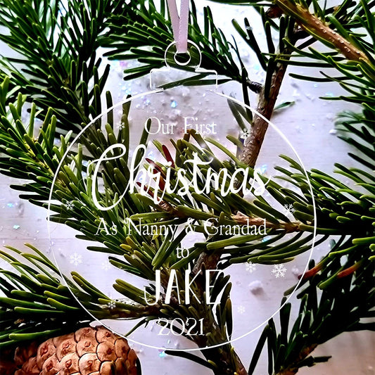 Personalised "First Christmas as... (Grandparent)" Hanging Decoration