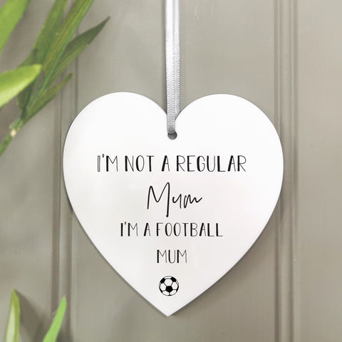 Football Mum' Hanging Heart Decoration