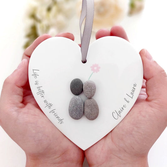 Personalised Friendship Pebble Hanging Heart Gift