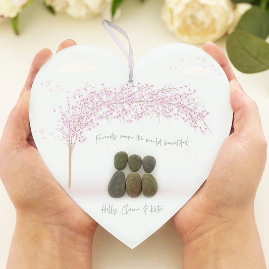 Personalised 'Forever Friends' Pebble Hanging Heart Gift