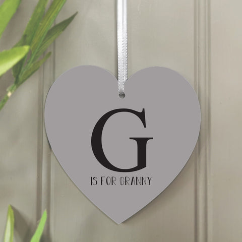 G is for Granny' Hanging Heart Decoration