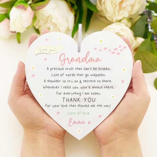 Personalised 'Grandparent Hanging Heart Poem' Gift