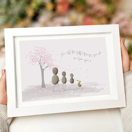 Grandparent Personalised Pebble Sketch Picture Gift