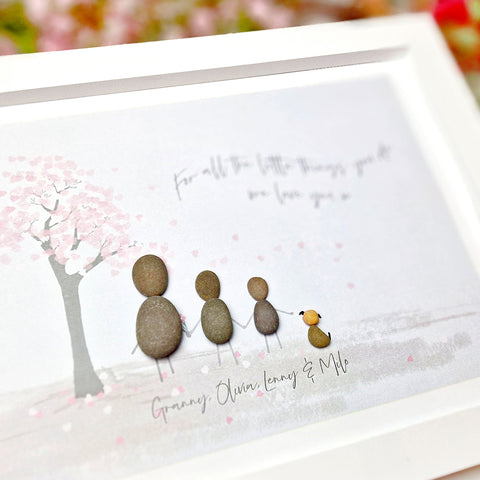 Grandparent Personalised Pebble Sketch Picture Gift