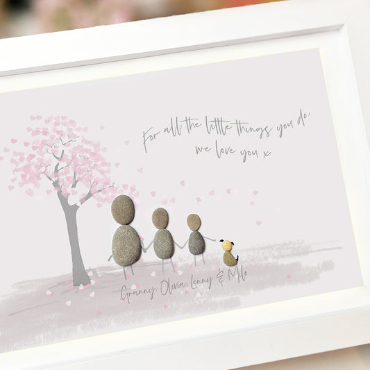 Grandparent Personalised Pebble Sketch Picture Gift