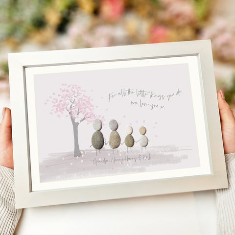 Grandparent Personalised Pebble Sketch Picture Gift