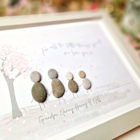 Grandparent Personalised Pebble Sketch Picture Gift