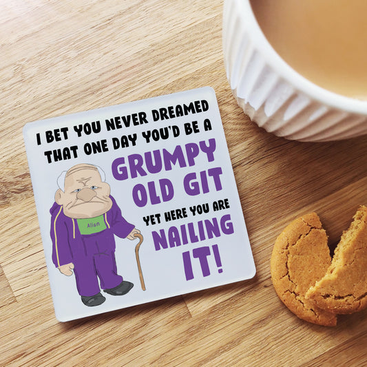 Personalised 'Grumpy Old Git' Coaster Gift