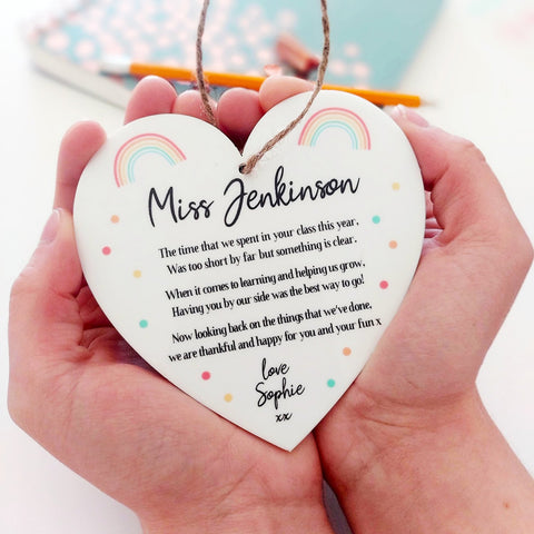 Personalised Teacher/Teaching Assistant Hanging Heart Poem Gift