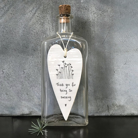 Porcelain Hanging heart - Thank you for being so amazing