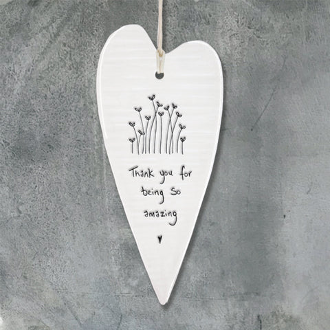 Porcelain Hanging heart - Thank you for being so amazing