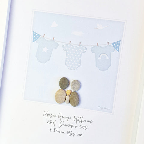 Hello Baby Personalised Pebble Picture Gift