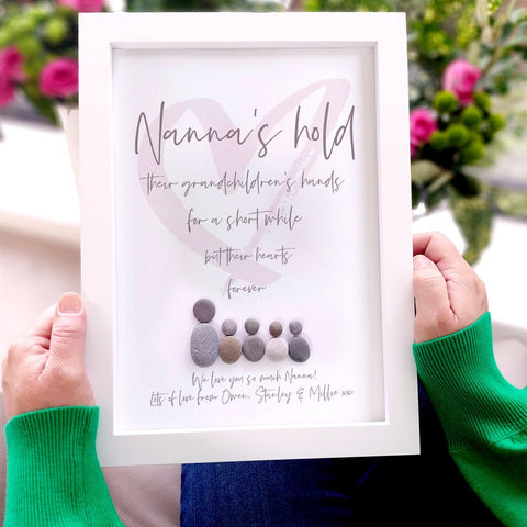 Nanny Hands & Hearts Personalised Pebble Picture Gift