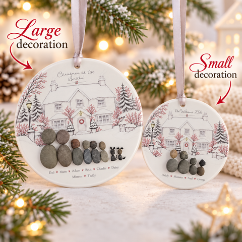 Personalised Family Home For Christmas Decoration — The Storybook Collection | Personalised Pebble Christmas Tree Keepsake | Unique Christmas Gift