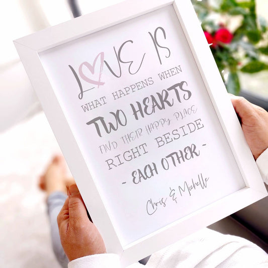 "Love is What Happens When" personalised A4 print