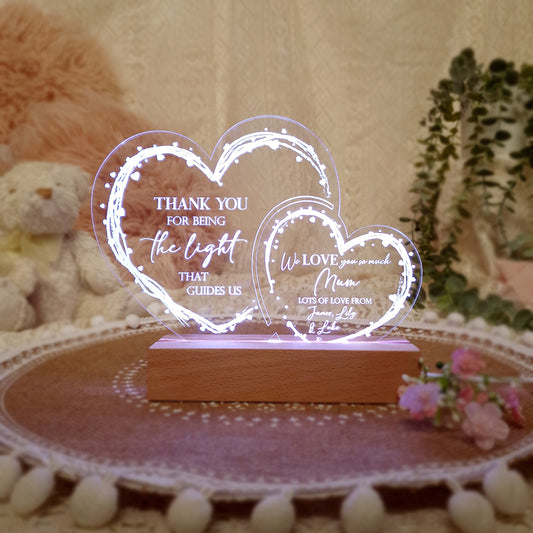 Personalised Mother's Day Light Up Acrylic Hearts