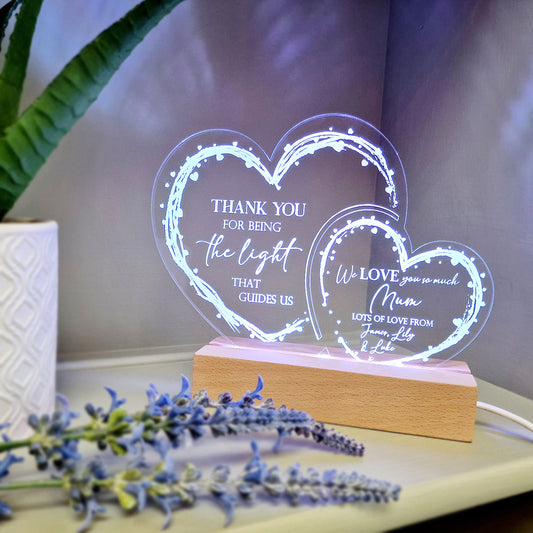 Personalised Mother's Day Light Up Acrylic Hearts