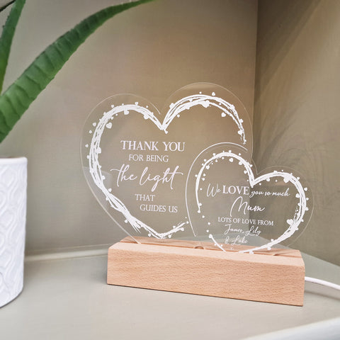 Personalised Mother's Day Light Up Acrylic Hearts