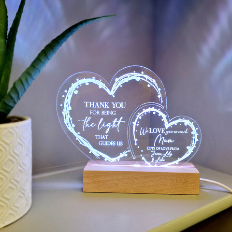 Personalised Mother's Day Light Up Acrylic Hearts