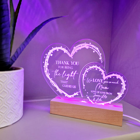 Personalised Mother's Day Light Up Acrylic Hearts