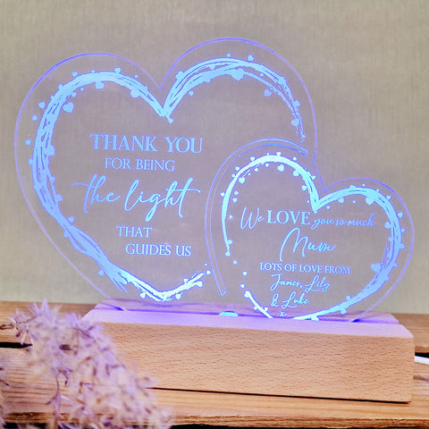 Personalised Mother's Day Light Up Acrylic Hearts