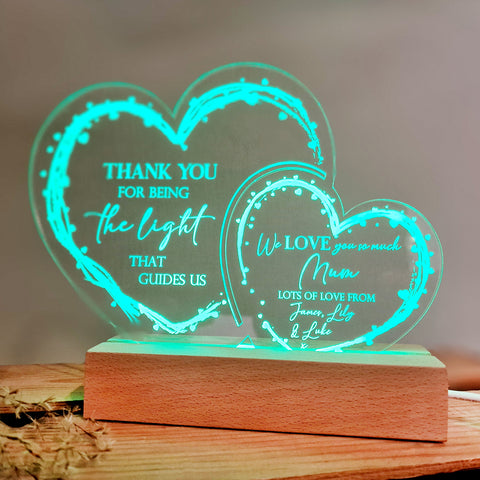 Personalised Mother's Day Light Up Acrylic Hearts