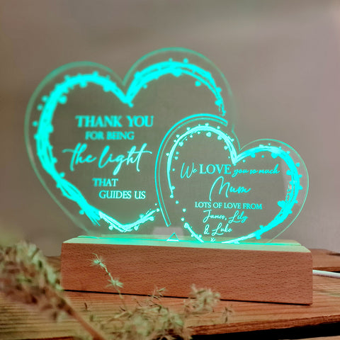 Personalised Mother's Day Light Up Acrylic Hearts