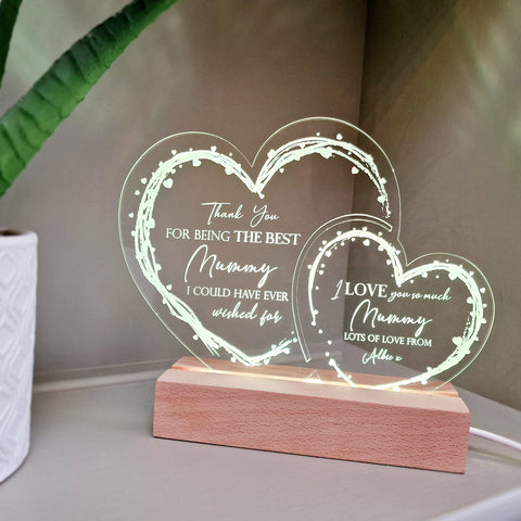 Personalised Mother's Day Light Up Acrylic Hearts