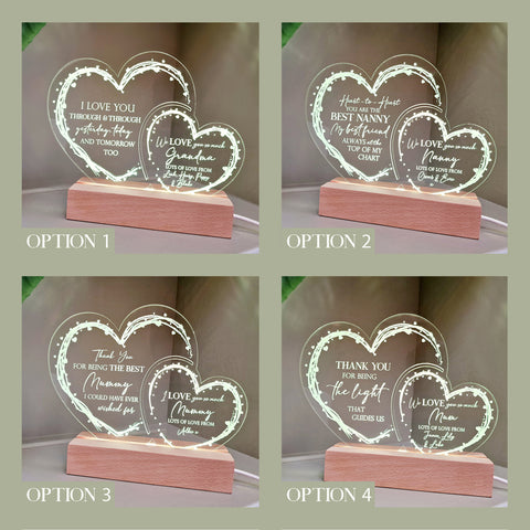 Personalised Mother's Day Light Up Acrylic Hearts