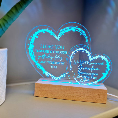 Personalised Mother's Day Light Up Acrylic Hearts