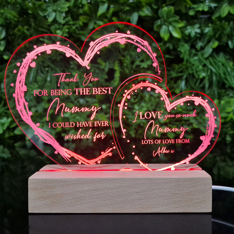 Personalised Mother's Day Light Up Acrylic Hearts