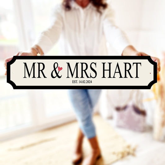 "Mr & Mrs" Personalised Street Sign Gift