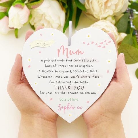 Personalised 'Mum Hanging Heart Poem' Gift