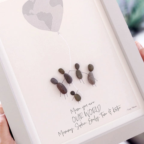 Family Our World Personalised Pebble Picture Gift