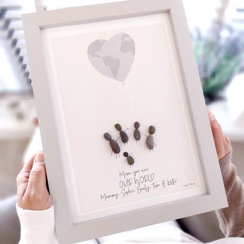 Dad/Grandparent Our World Personalised Pebble Picture Gift