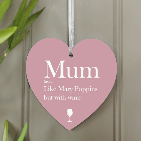 Mum Definition' Hanging Heart Decoration