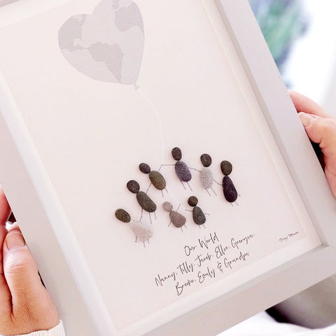 Family Our World Personalised Pebble Picture Gift