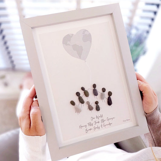 Mum/Nanny Our World Personalised Pebble Picture Gift